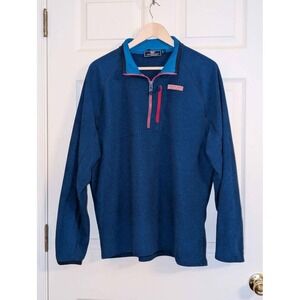 Vineyard Vines Lightweight Pullover Men's Size L Blue 1/4 Zip Performance Knit